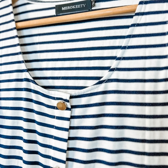 NWOT MEROKEETY Striped Midi Dress, Size Small - Picture 4 of 7